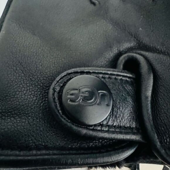 UGG Metisse Tabbed Vent Tech Soft Stretch Leather Gloves, BLACK, Large, NWT - Picture 7 of 12